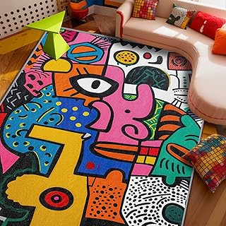 Abstract Rug 5x7-2x3 Rug - Abstract Rug - Colorful Pop Art Area Rug - Mo...
