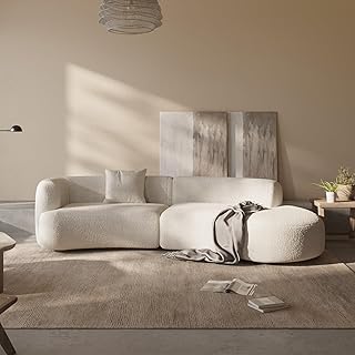 Acanva Modern Curved Sectional Living Room Couch, Minimalist Comfy Boucl...