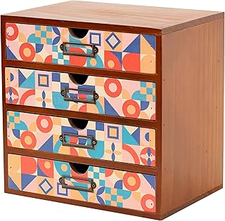Add Color To Your Desk - MCM Geometric Wooden Desk Organizer - Desktop S...