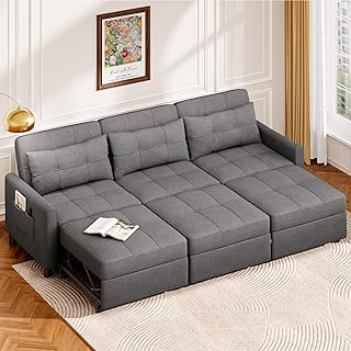 Aiho Sectional Sleeper Sofa, 84 Inch Pull Out Couch with Adjustment Back...
