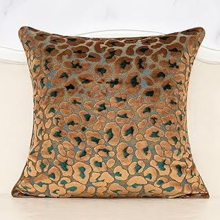 Alerfa Green Brown Floral Throw Pillow Cover 20 x 20 Inch Cut Velvet Sqa...
