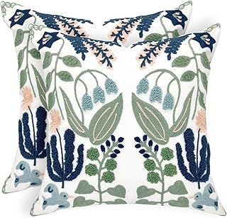 Alysheer Summer Floral Embroidered Decorative Throw Pillow Covers 18
