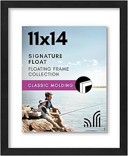 Americanflat 11x14 Floating Picture Frame with Polished Crystal-Clear Gl...