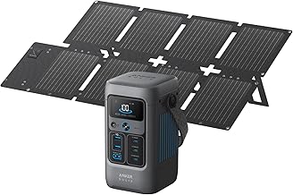 Anker SOLIX C200 DC Power Bank Station and 60W Solar Panel, 192Wh Portab...