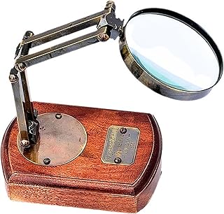 Antique Brass Victorian Magnifying Glass Desktop Decorative Reading Mova...