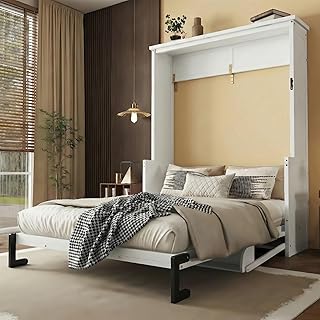 Aoowow Queen Murphy Bed Cabinet with Desk, Queen Size Vertical Murphy Be...