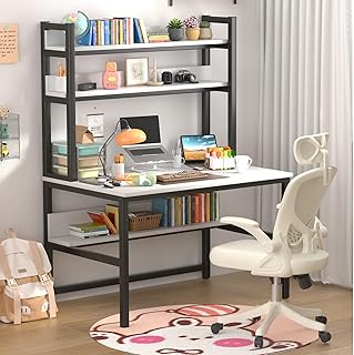 Aquzee Computer Desk with Shelves, 47