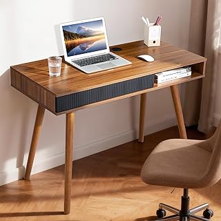 Artswish Mid Century Modern Office Desk with Drawer & Open Cubby, 42.5