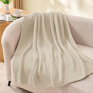 BEDELITE Chunky Cable Knit Throw Blanket, Acrylic Chunky Knitted Blanket...