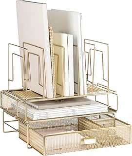 BLU MONACO | Gold Desk Organizer Set with Detachable File Organizer, Sta...