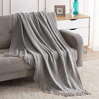 BOURINA Light Grey Throw Blanket 50x60 Inches Throw Textured Solid Soft ...