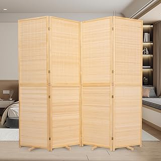 Bamboo Room Divider Folding Privacy Screens, Wall Divider for Room Separ...