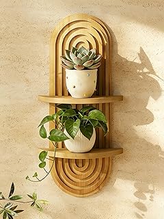 Bamworld Boho Wall Decor Plant Wall Shelf Mid Century Modern Decor Hangi...