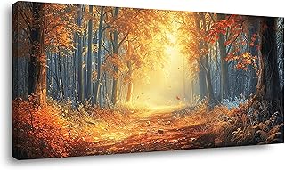Beautiful Forest Landscape Wall Art for Living Room Office Orange Golden...