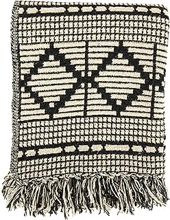 Bloomingville Soft Reclaimed Cotton Blend Throw with Diamond Pattern and...
