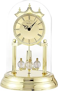 Bulova Tristan I Desk and Table Clock | Model B8818 | Polished Brass Fin...