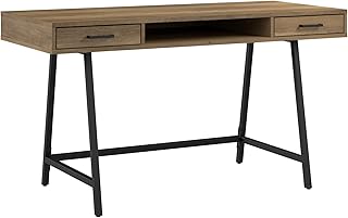 Bush Home Steele 54W Writing Desk with Storage in Reclaimed Pine | Large...