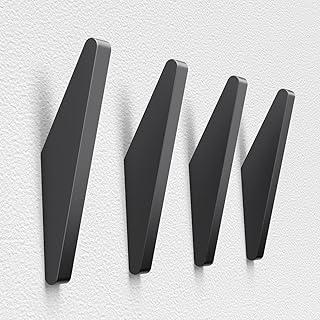 COCOYA 4Pack Metal Wall Hooks, Minimalist Coat Hooks Matte Black Simple ...