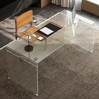 Clear Tempered Glass Writing Desk – Minimalist Modern Computer Table wit...