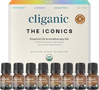 Cliganic Organic Aromatherapy Essential Oils Gift Set (Top 8 - The Iconi...