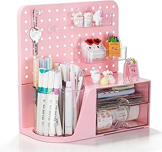 Comix Desk Organizer with Drawer, 360° Rotating Pen Holder for Desk, Pen...