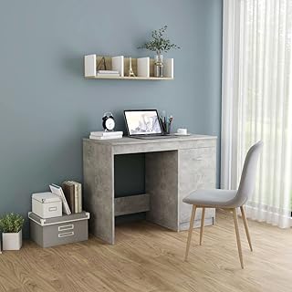 Concrete Grey Desk Modern Rectangular Engineered Wood Computer Desk for ...