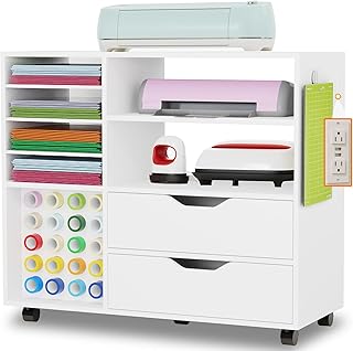 Craft Organization and Storage Cart Compatible with Cricut Machines, Rol...