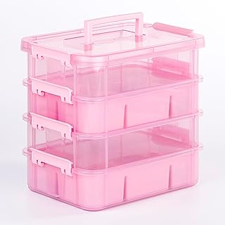 CraftGenes Art Supply Storage Organizer with 2 Removable Trays, 4-Layer ...