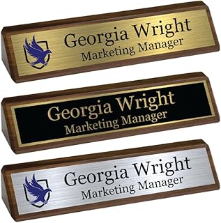 Custom Name Plate for Desk - Personalized Titles and Styles (2x8 Inch, S...