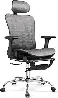DEVAISE Ergonomic Mesh Office Desk Chair, Retractable Footrest and Adjus...