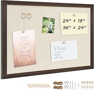 DOLLAR BOSS Bulletin Board with Linen 24'' x 18'' Wood Framed Cork Board...