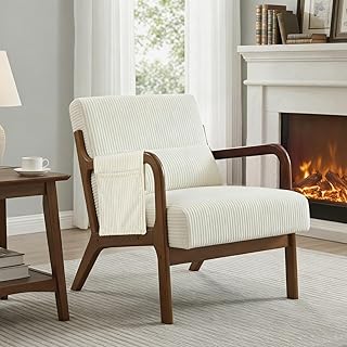 DUMOS Mid Century Modern Accent Chair, Upholstered Armchair with Lumbar ...