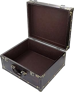 DreamsEden Large Wooden Decorative Storage Trunk - Wood Leather Treasure...