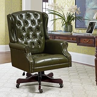 ECOTOUGE Executive Desk Chair, Leather Wingback Home Office Chair with N...