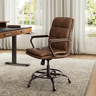 EUREKA ERGONOMIC Mid-Century Vintage Office Chair, Faux Leather Executiv...