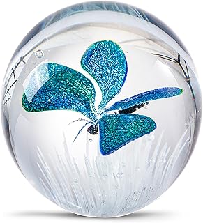 EUSTUMA Hand Blown Glass Butterfly Paperweight for Office Desk,Home Deco...
