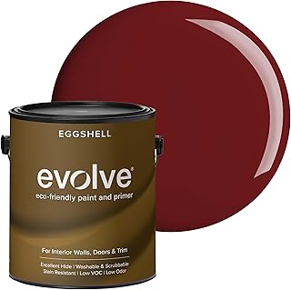 EVOLVE Interior Paint & Primer, Eggshell (Burgundy), 1 Gallon – One-Coat...