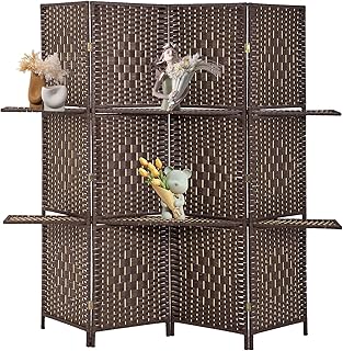 FDW Room Divider 4 Panel Room Screen Divider Wooden Screen Folding Porta...