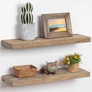 FLYJOE Floating Shelves, 8 Inch Deep Rustic Solid Reclaimed Wood Wall Sh...