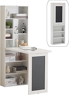 Folding Desk with Storage,Foldable Convertible Writing table with Blackb...