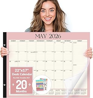 Forvencer Desk Calendar 2026-2027, 20 Months Calendar Runs from May 2026...