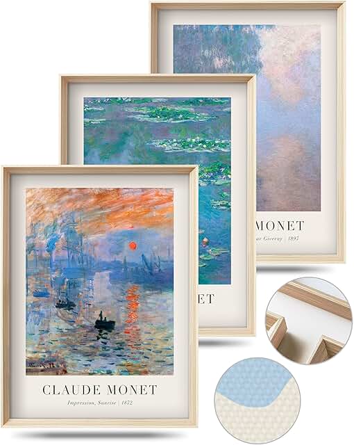 Framed Claude Monet Water Lilies Canvas Wall Art,Vintage Impressionist B...