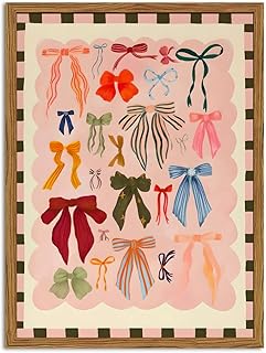 Framed Pink Wall Art, Coquette Colorful Bow Pictures Wall Decor, Trendy ...