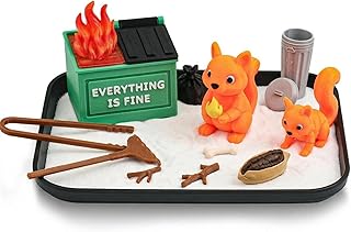 Funny Dumpster Fire Zen Sand Garden Kit, Desk Decor Toy with Mini Rake T...