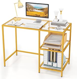 GOFLAME Computer Desk with Shelves, 42” Home Office Desk with Metal Fram...