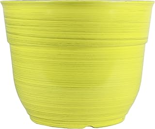 Garden Elements Indoor/Outdoor Glazed Brushed Happy Plastic Planter, Lar...