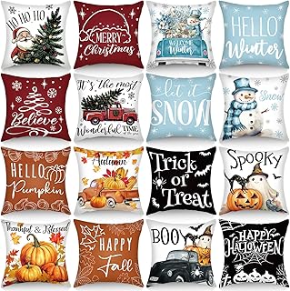 GlikCeil Set of 16 Winter Pillow Covers 18 x 18 Inch Seasonal Throw Pill...