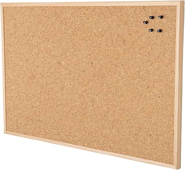 Go4Cork Framed Cork Bulletin Board - 35.4”x 23.6” | Wall Mounted Premium...