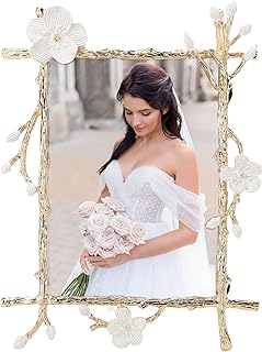 Gold 5x7 Picture Frame Decor Ornate White Floral Photo Frames with High ...