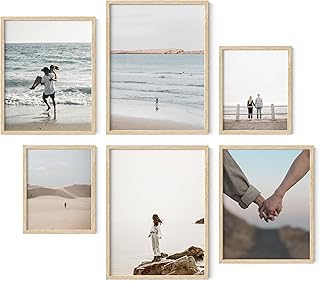 HAUS AND HUES Natural Wood Picture Frames - Set of 6 Frame Sets for Wall...